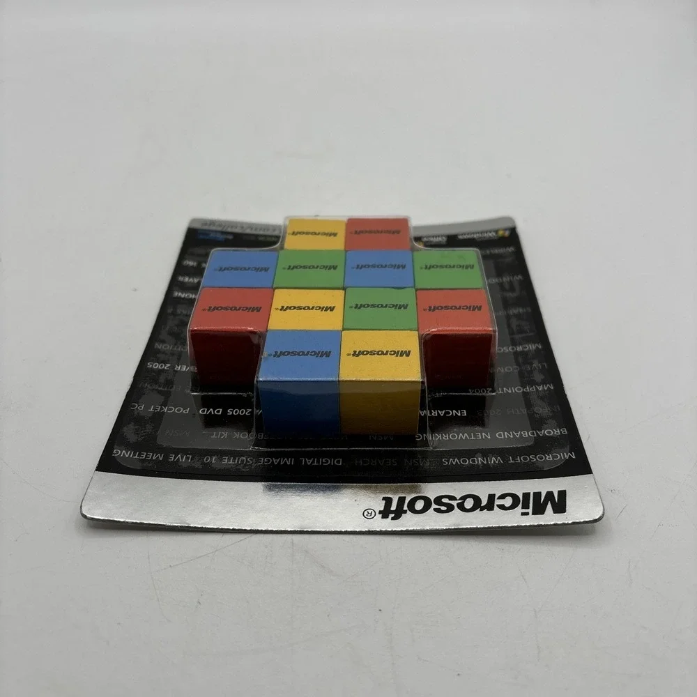 Microsoft Wood‎ Cube Puzzle Advertising Windows colors RYGB unopened